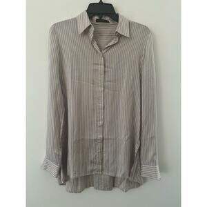 The Row Button Down Shirt Women's Small Lavender Stripe 100% Silk Casual